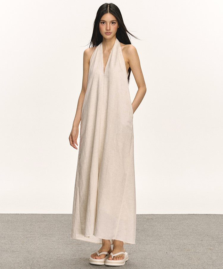 V-neck Halter Sleeveless Long Dress ANA0023