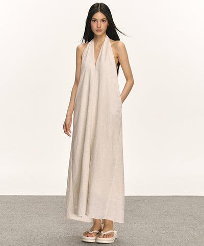 V-neck Halter Sleeveless Long Dress ANA0023