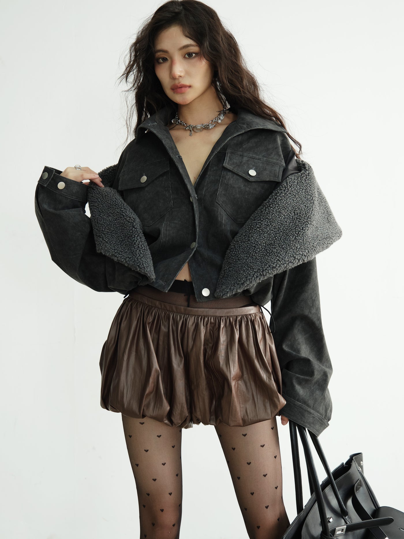 Dark Rock Wasteland Fake Two-piece Short Jacket JNY0193