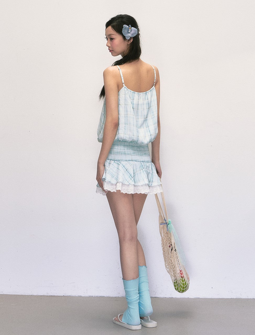 Beaded Plaid Suspender Dress WEE0004