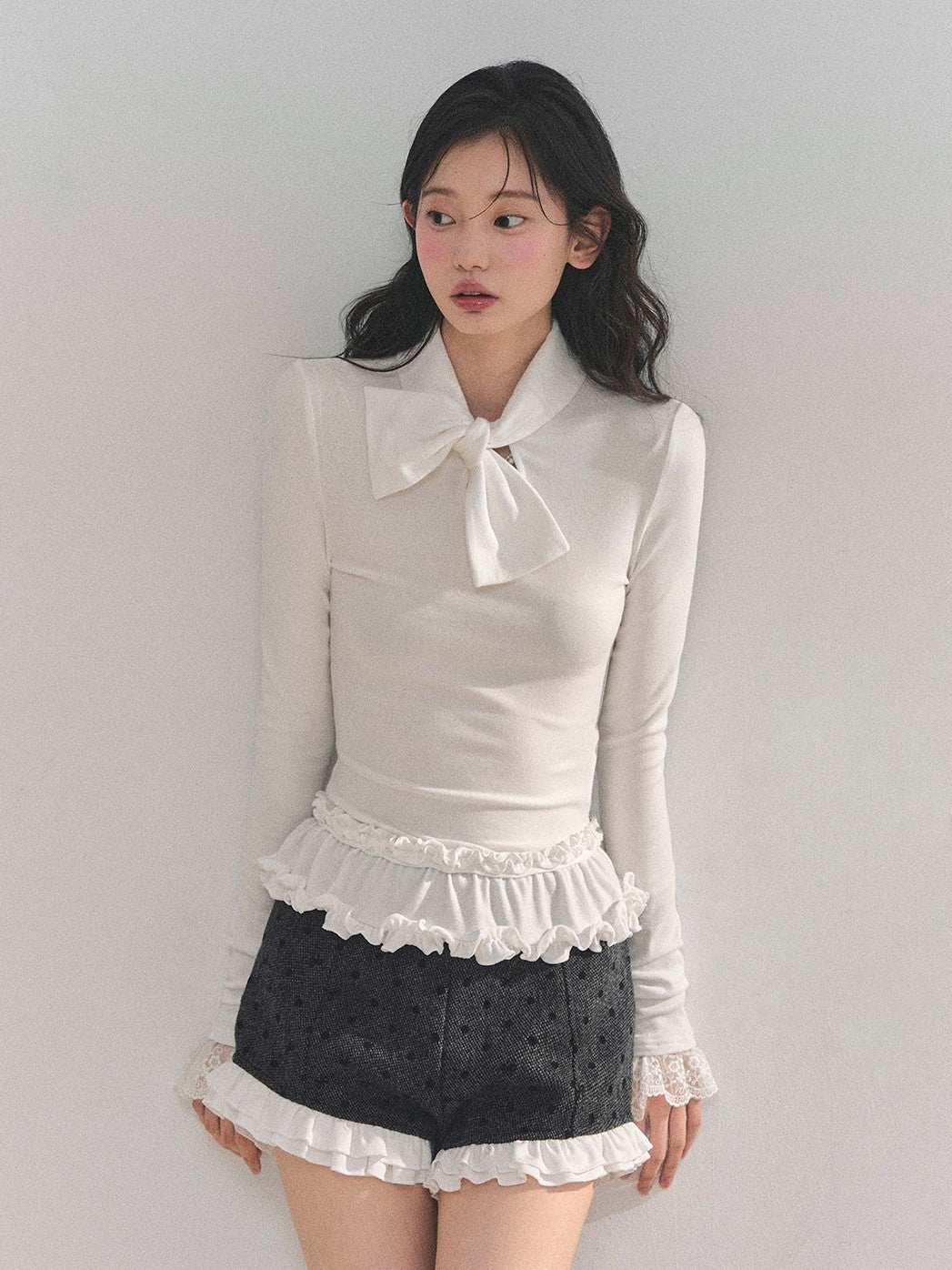 Ruffled Lace Slim T-Shirt DIA0713