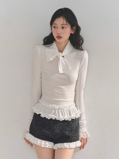 Ruffled Lace Slim T-Shirt DIA0713