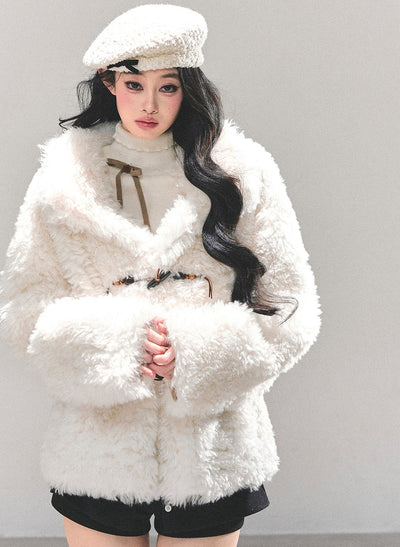 Lambswool Shearling White Coat DIA0683
