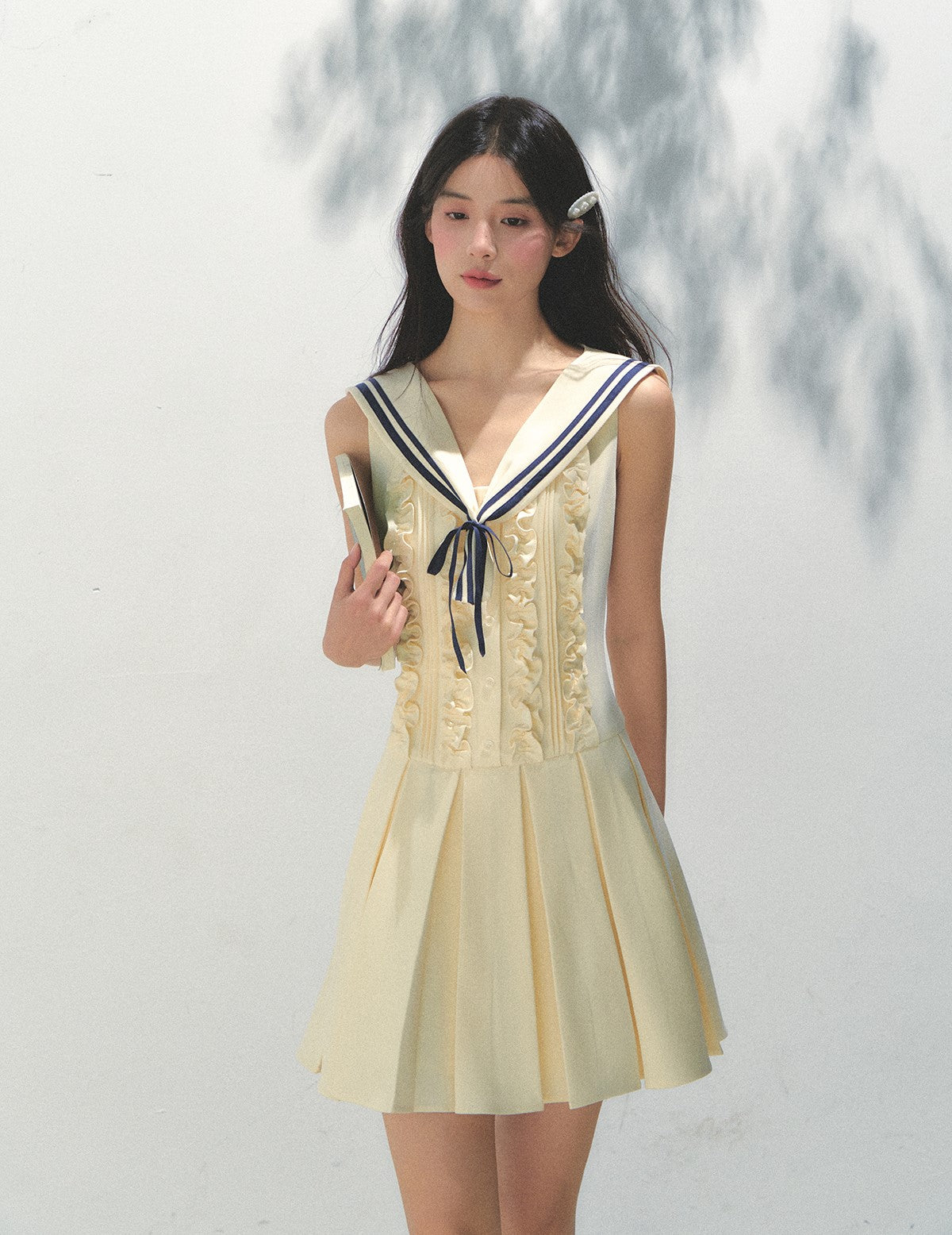 Removable Collar Pleated Dress SUN0156