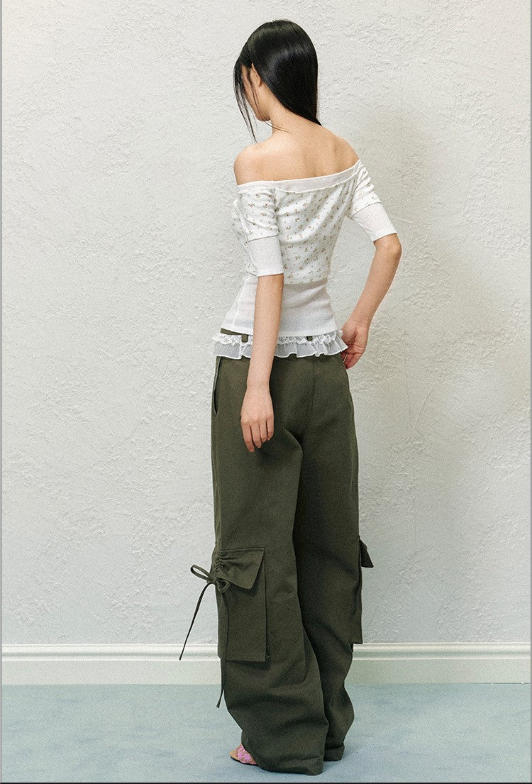 Large Pocket Lace Drawstring Pants AGM0130