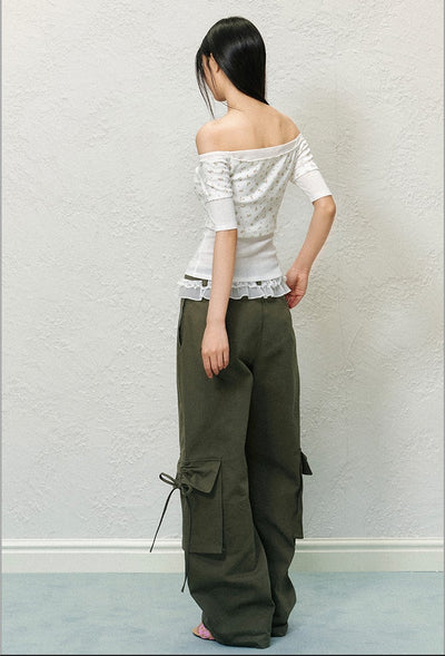 Large Pocket Lace Drawstring Pants AGM0130