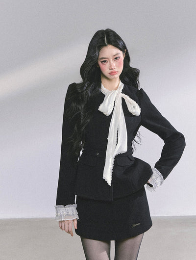 Black Jacket With Ribbon/Short Skirt DIA0592