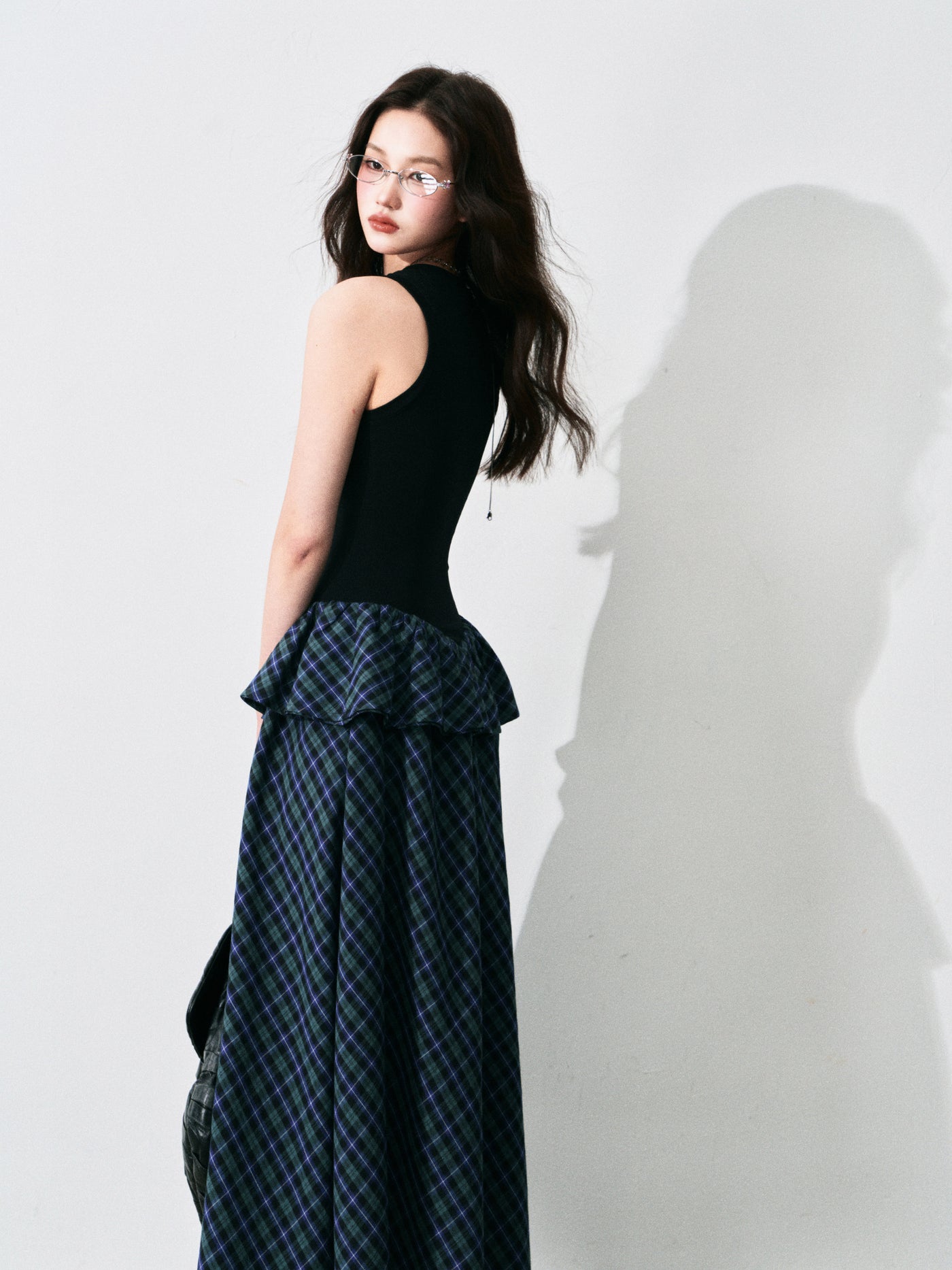 Layered Sleeveless Plaid Dress LUL0134