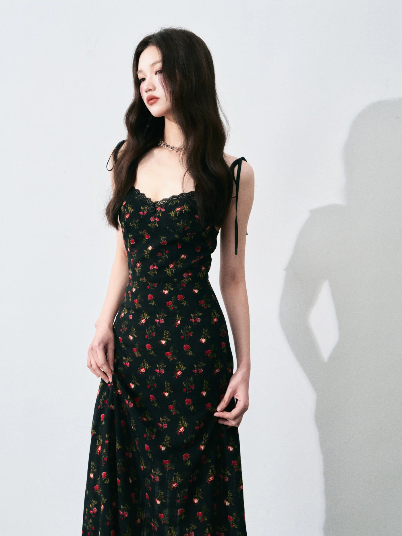 Retro Floral Lace-up Dress LUL0133