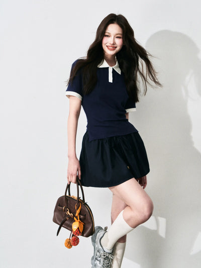 Contrast Color Waist Polo Shirt LUL0129