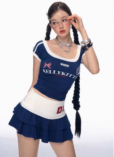 American Sports Casual T-shirt/Short Skirt DIA0179