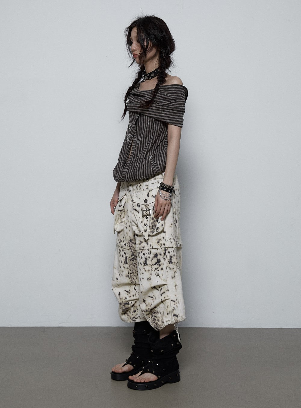 Wasteland Style Loose Leopard Print Two-wear Cropped Pants NOR0079