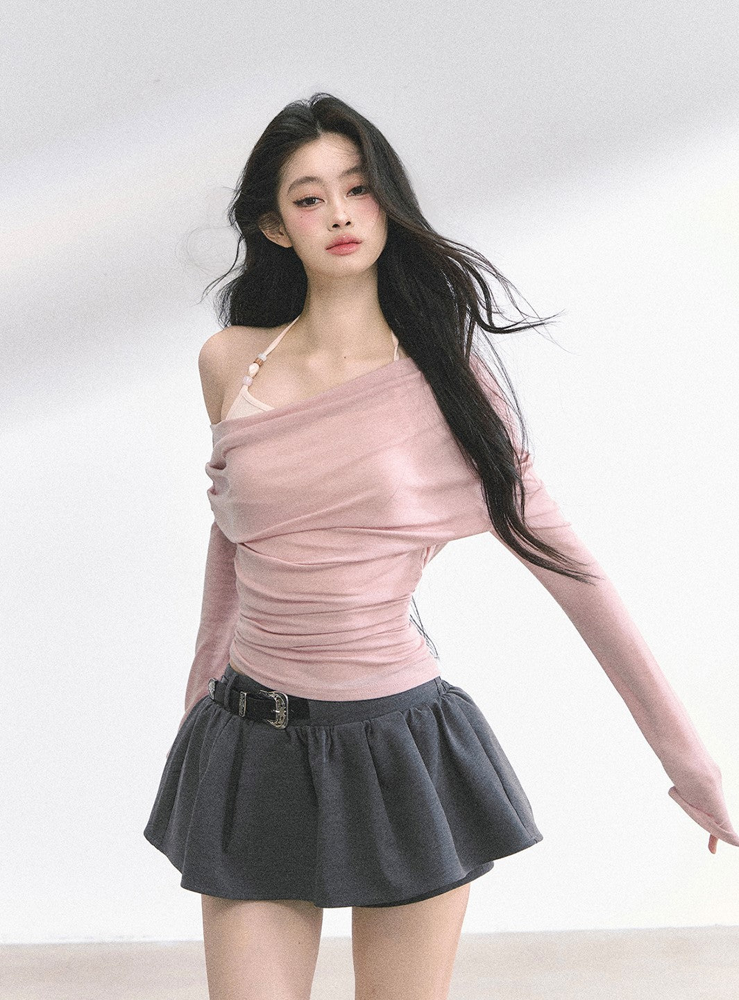 Fake Two-piece Off-Shoulder T-shirt DIA0528