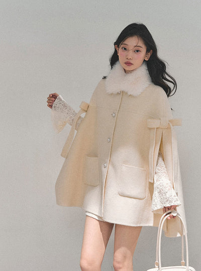 Snow Country Double-faced Wool Cape DIA0742