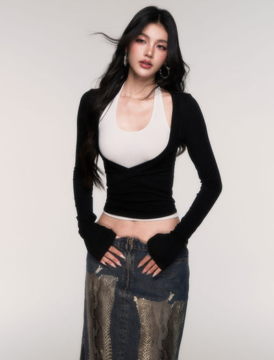 Two-Piece  Halter Neck T-Shirt LUL0204