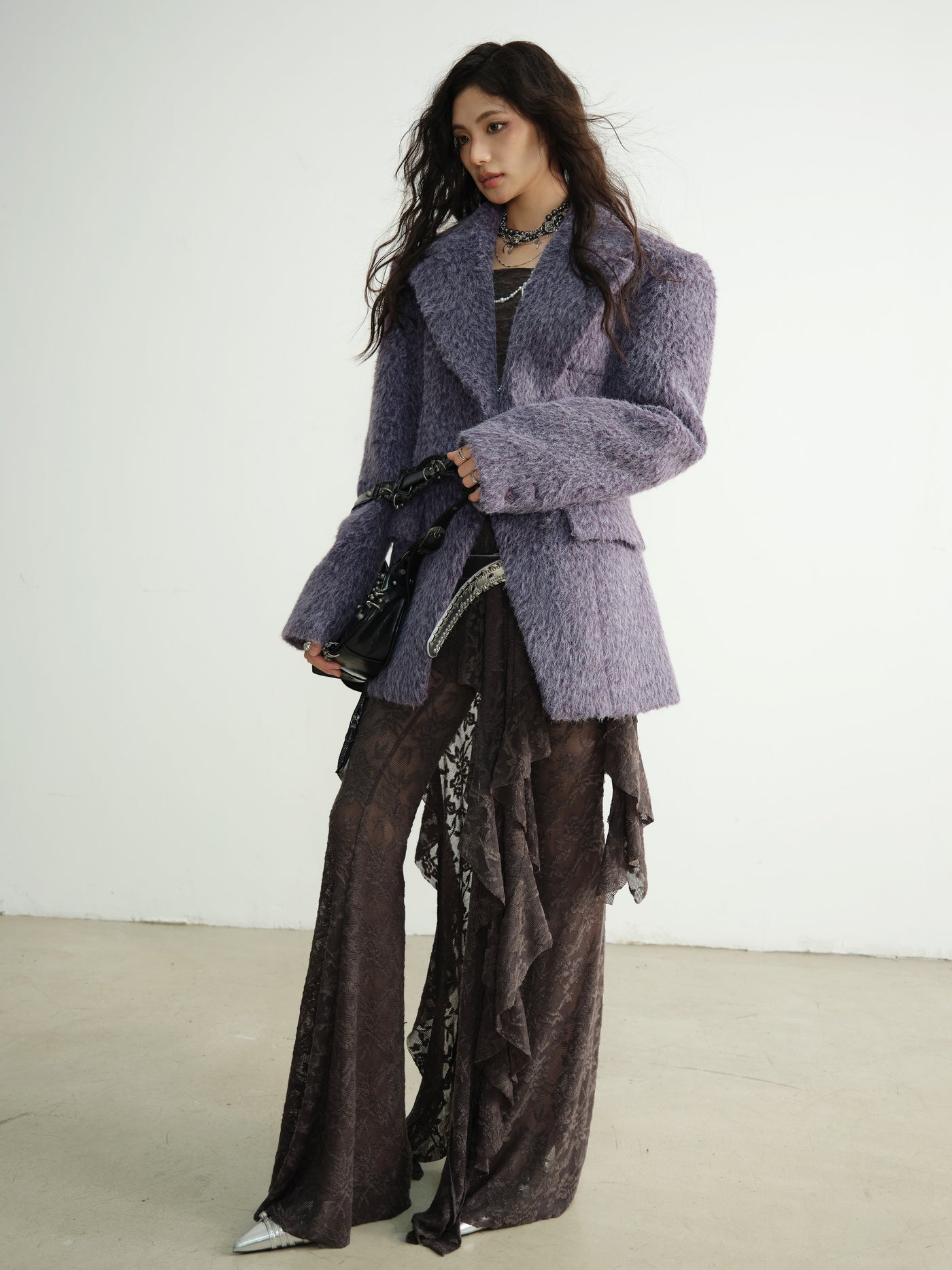 Urban Cold Tone Purple Suit Silhouette Jacket JNY0187