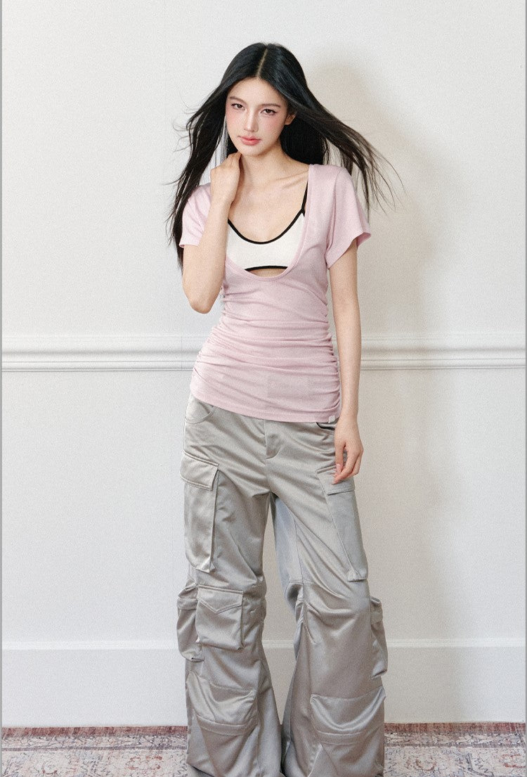 U-neck Loose Short-sleeved T-shirt AGM0176