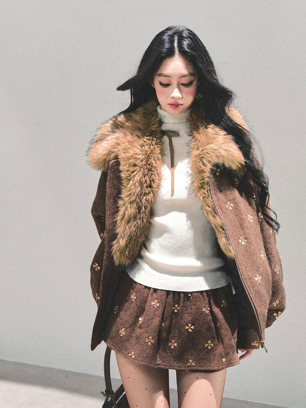 Sequins Decorated Quilted Jacket/Skirt DIA0688