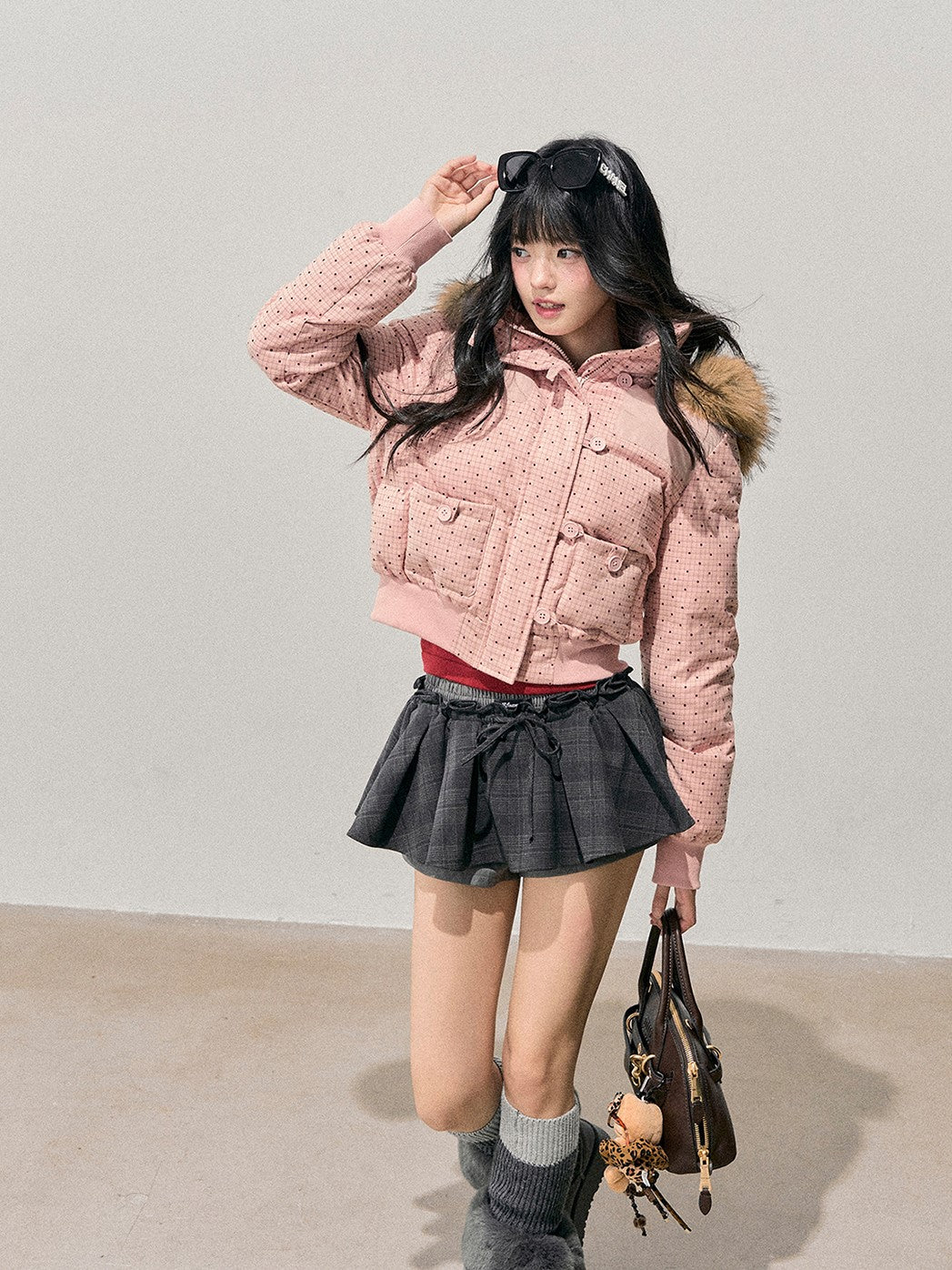 Polka Dot Hooded Warm Cotton Jacket DIA0712