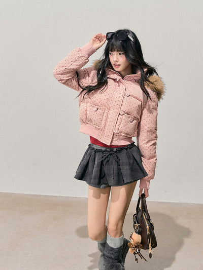 Polka Dot Hooded Warm Cotton Jacket DIA0712