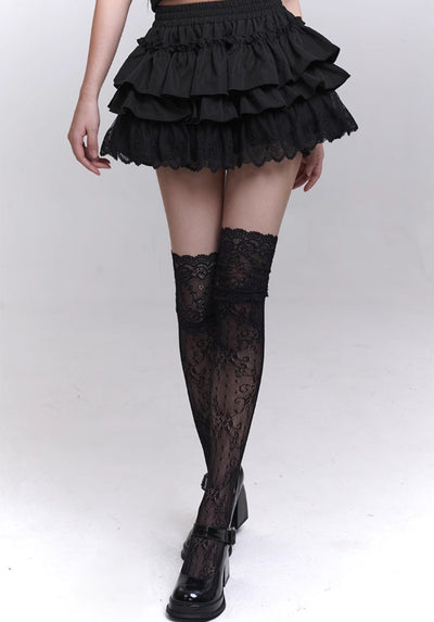 Black Puffy Cake Short Skirt LAD0199