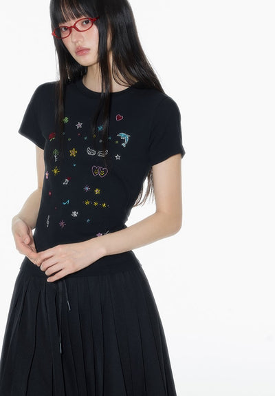 Cartoon Diamond Short-sleeved T-shirt ONT0015