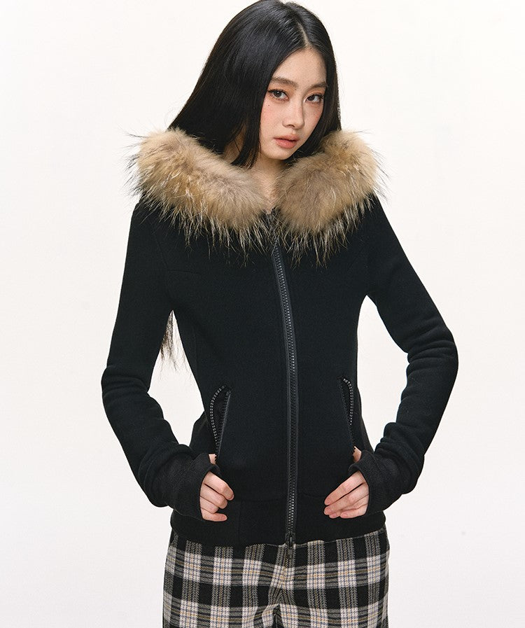 Fur Collar Hooded Sweatshirt Jacket ANA0102