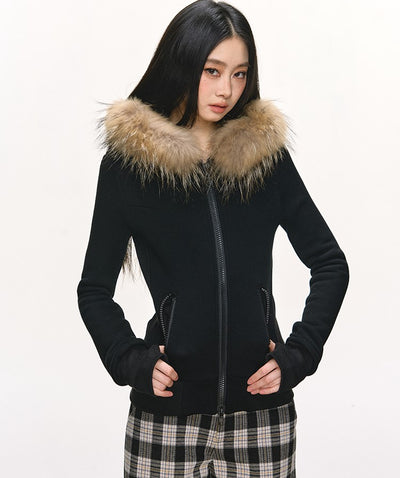 Fur Collar Hooded Sweatshirt Jacket ANA0102