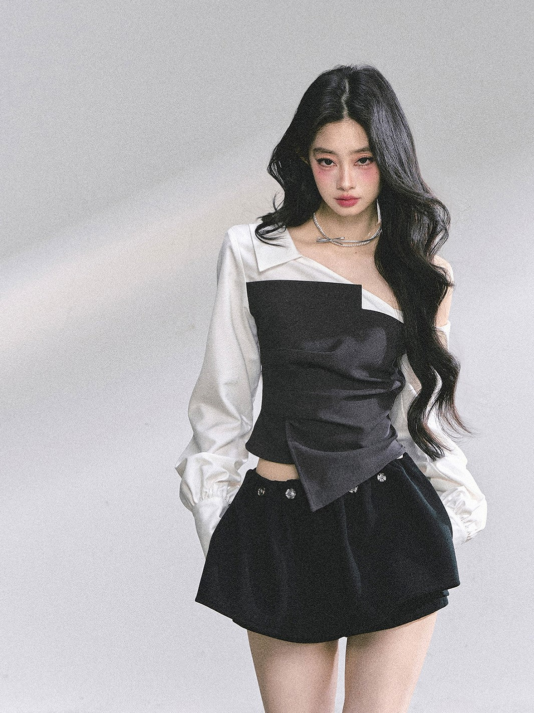 Fake Two-piece Off-shoulder Shirt DIA0556