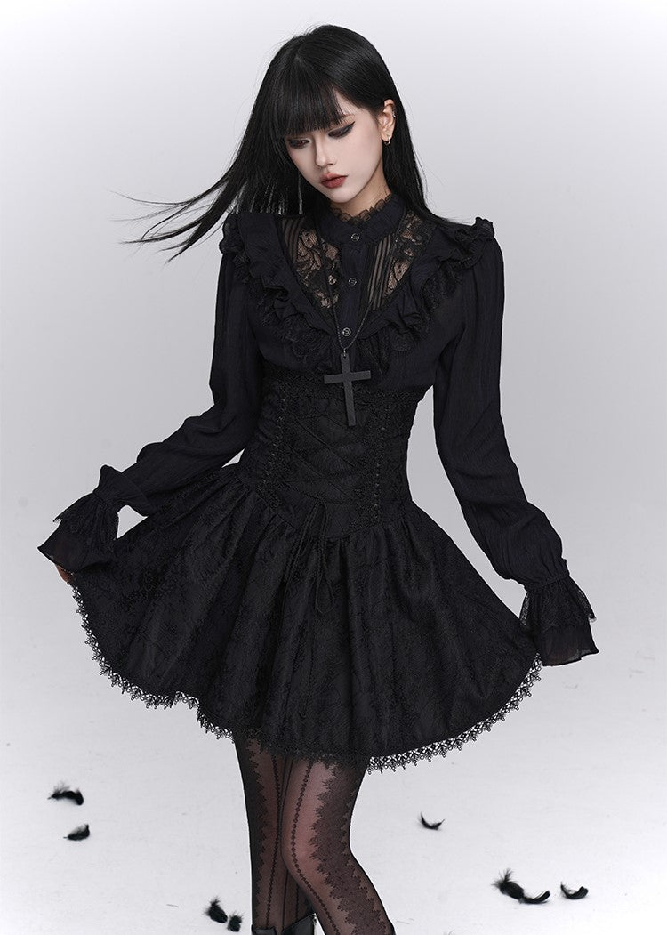 Black Lace High-Waisted Skirt LAD0243