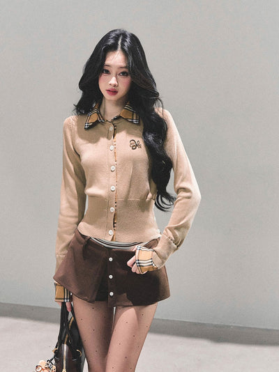 Plaid Shirt Collar Sweater DIA0682