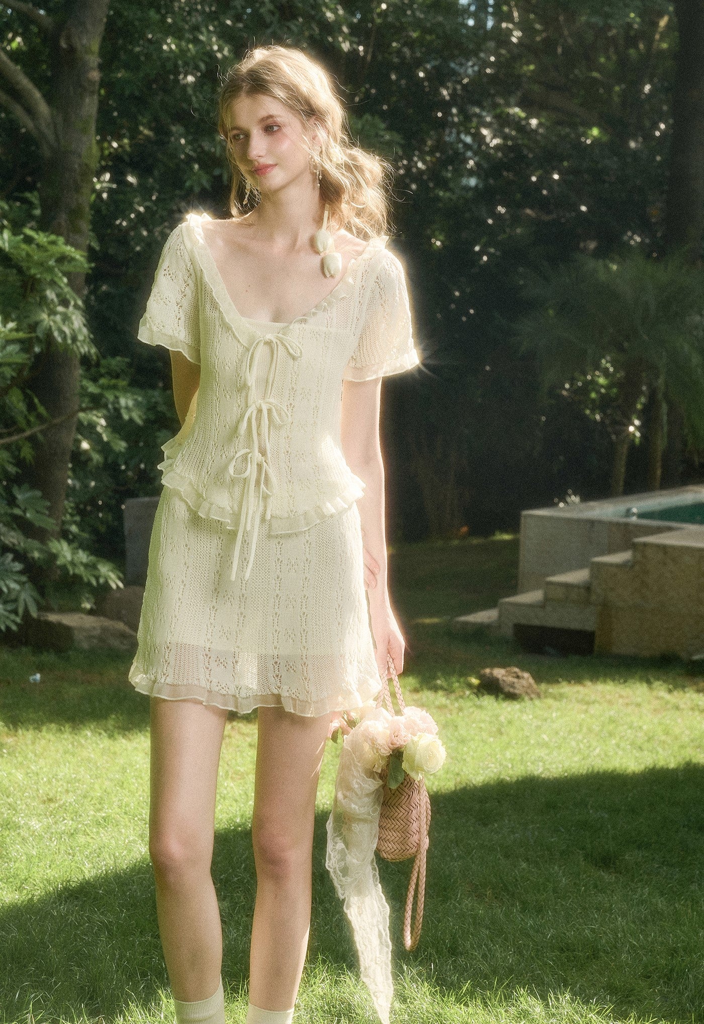 Knitted Lace Camisole/Cardigan/Skirt GRO0165