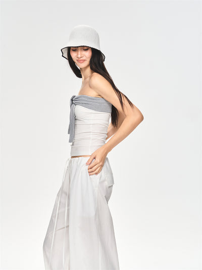 Backless Striped Design Tube Top CUR0223