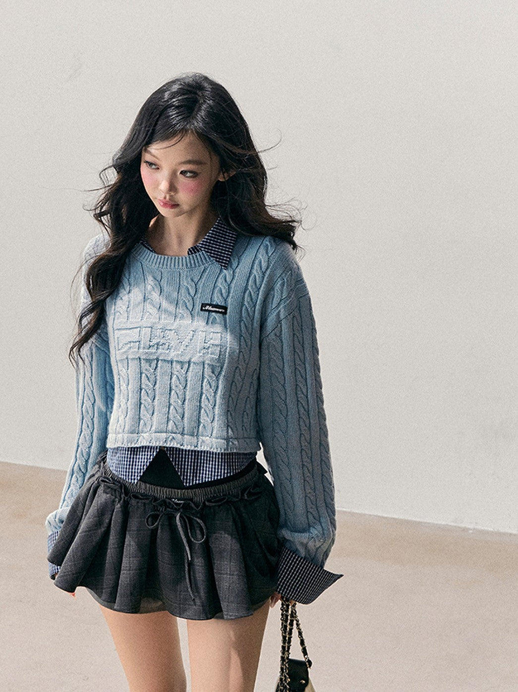 Skyblue Faux Two-Piece Wool Sweater DIA0748