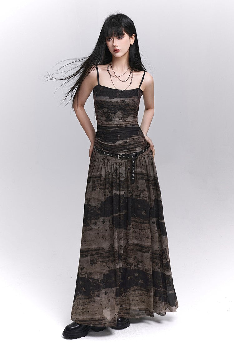 Black and Brown Suspender Dress LAD0210