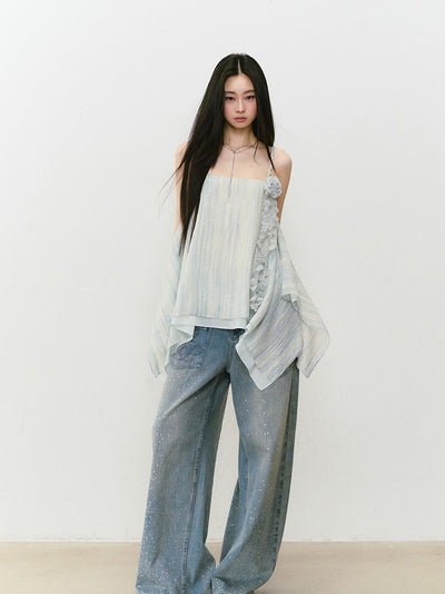 Flower Irregular Suspender Dress VIA0302