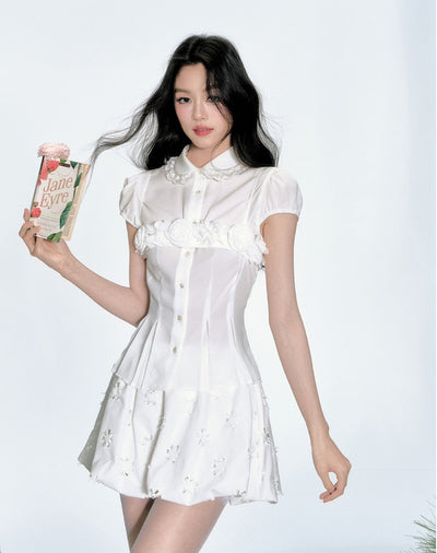 Layered Shirt/Flower Tube Top/Skirt FRA0351