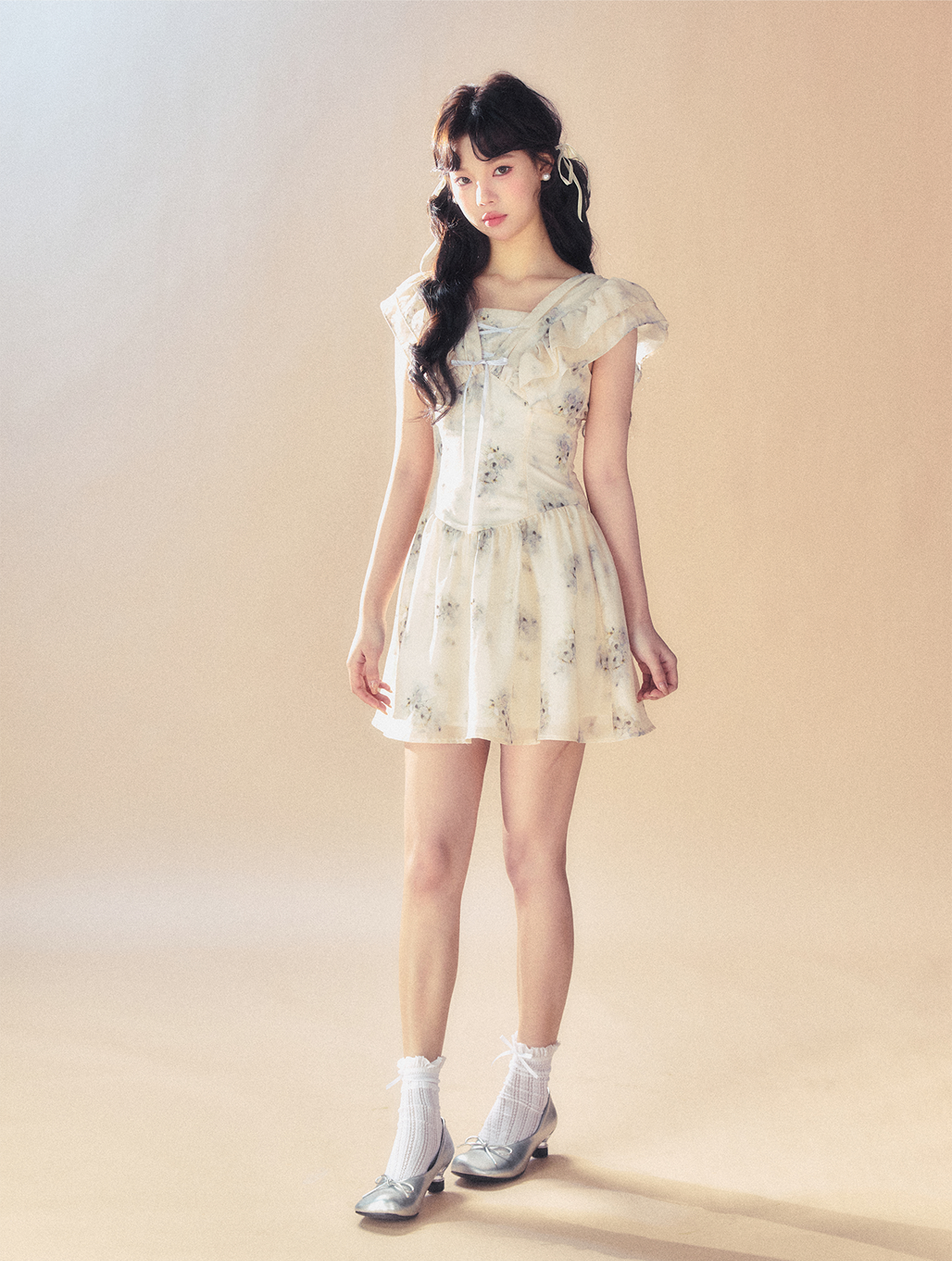 Bell Flower Small Flying Sleeve Dress SUN0055