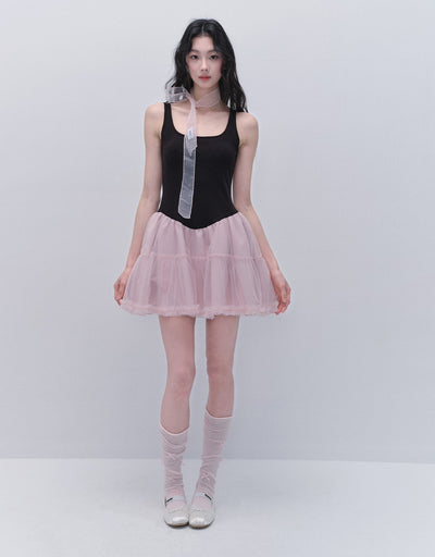 Black And Pink Suspender Tutu Dress FRA0330