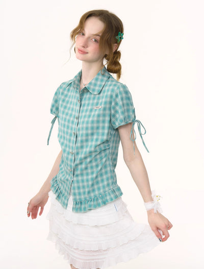 Baby Collar Bow Plaid Shirt ZIZ0263