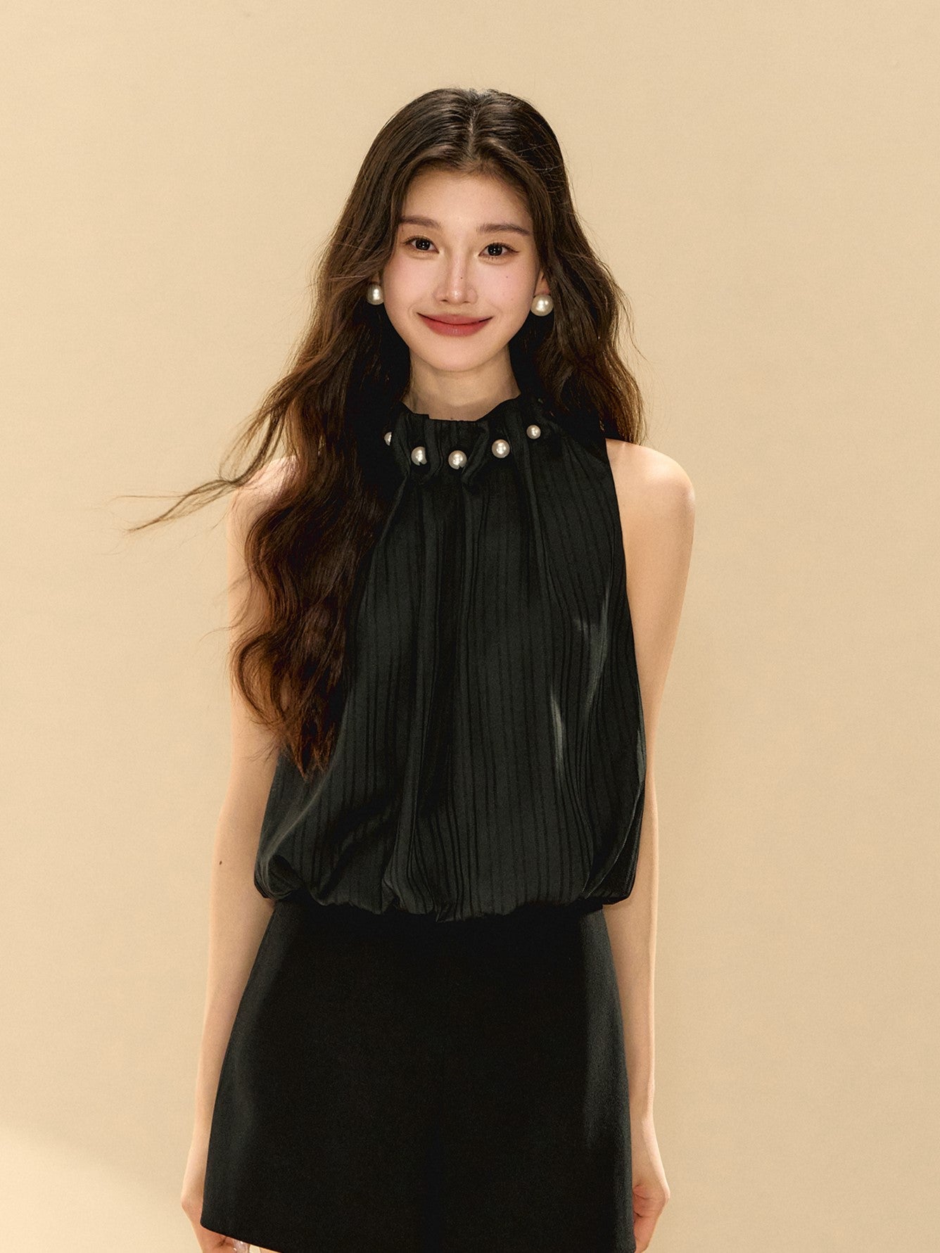 Star Black Sleeveless Jumpsuit OSH0140