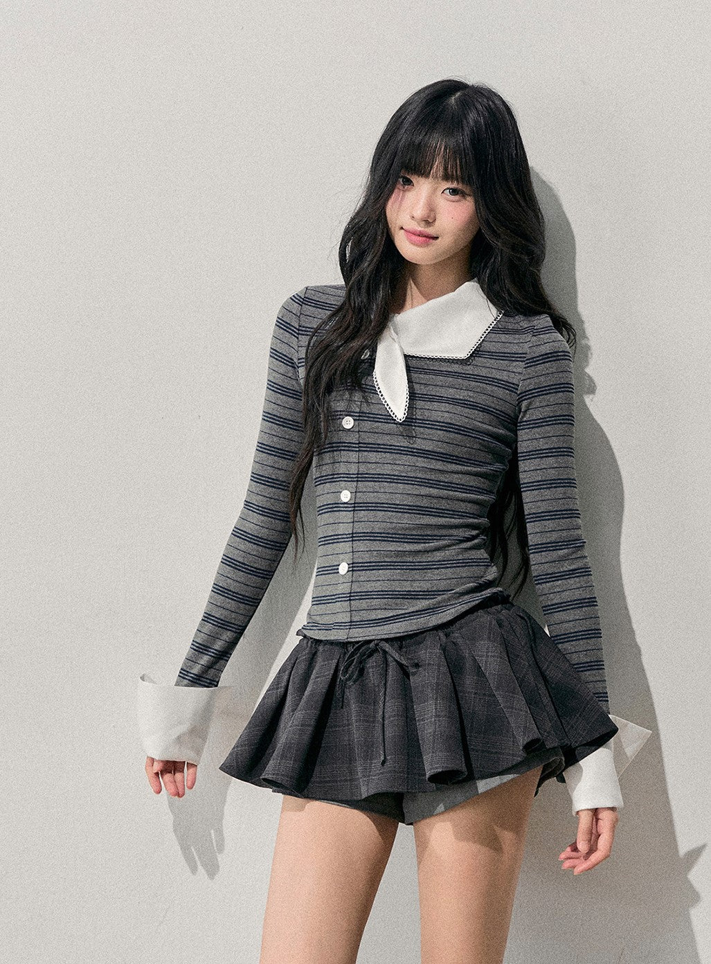 Faux Two-Piece Striped T-Shirt DIA0708