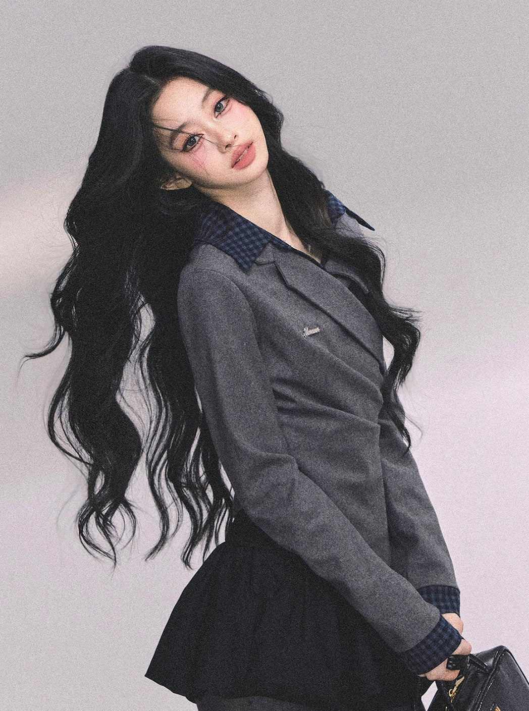 Fake Two-piece Long-sleeved Plaid Shirt DIA0648