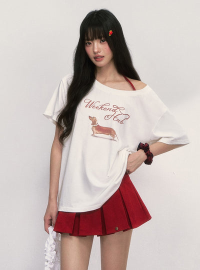 Dog Print Loose T-shirt WEE0018