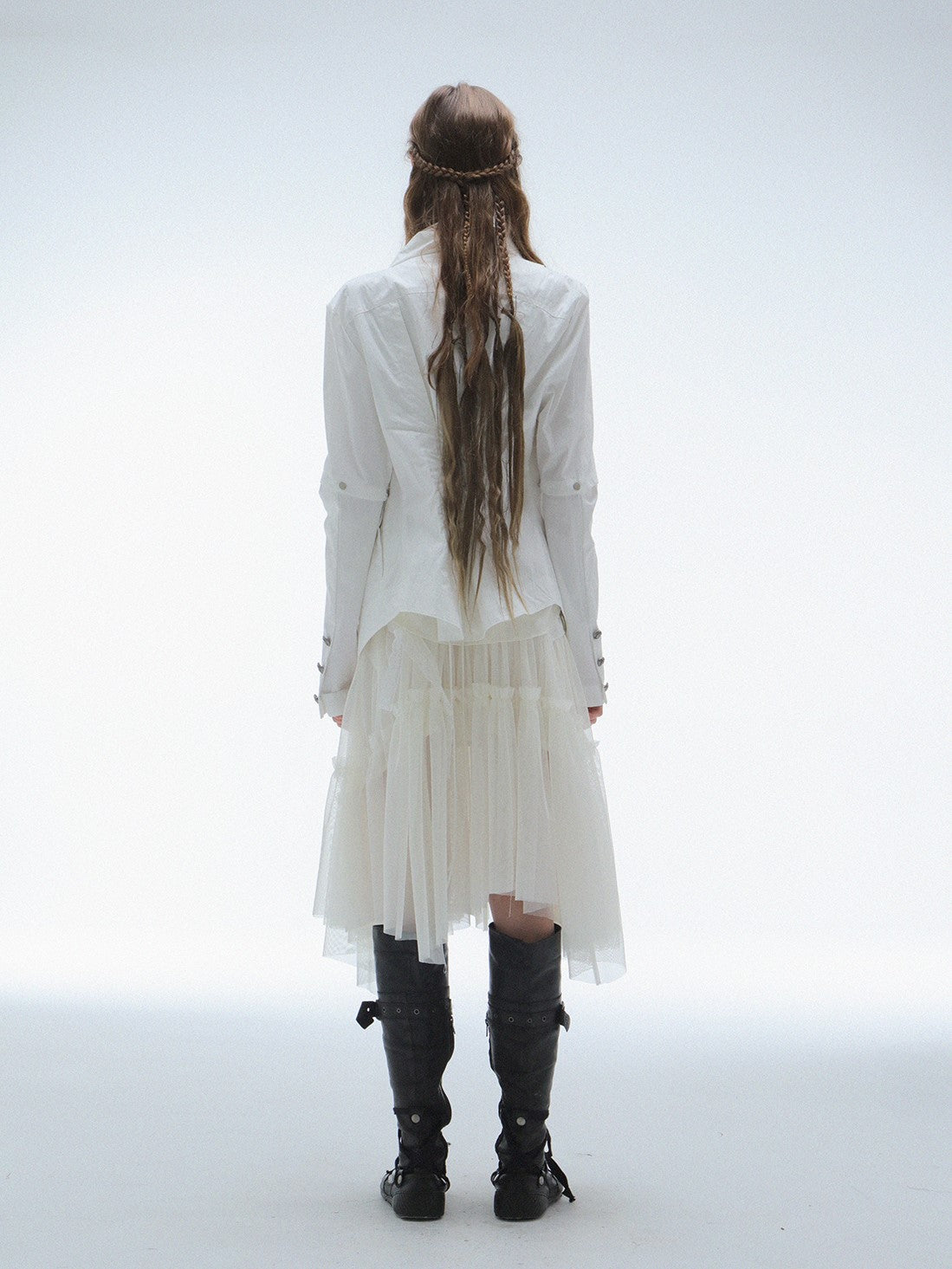 Lace Mesh Pleated Cake Layered Skirt DOU0130