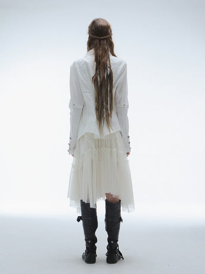Lace Mesh Pleated Cake Layered Skirt DOU0130
