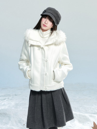 Fur Collar Suede Short Jacket FRA0464