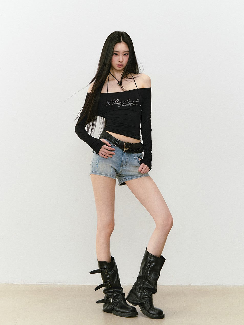 One-shoulder Long-sleeved T-shirt VIA0337