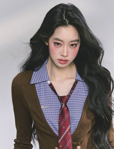 Fake Two-piece Polo Collar Knitted Shirt DIA0602