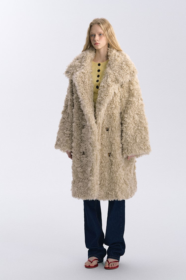 Double-breasted Fur Suede Long Plush Coat BYW0031